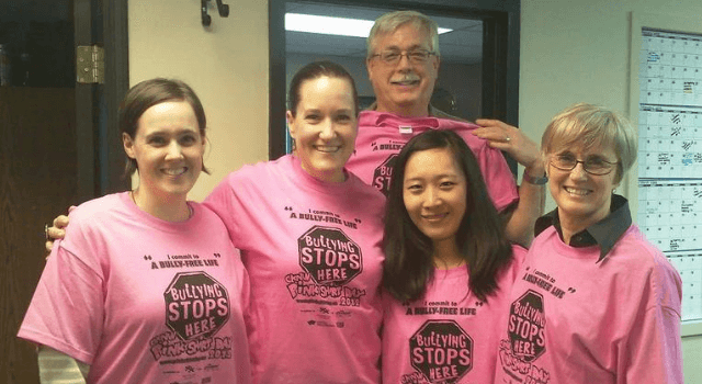 BGC staff in pink shirts